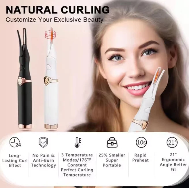 Portable 3 Temperature Mode Heated Eyelashes Curling Tool Electronic USB Natural Fake Eye Lash Curler Beauty Supplies