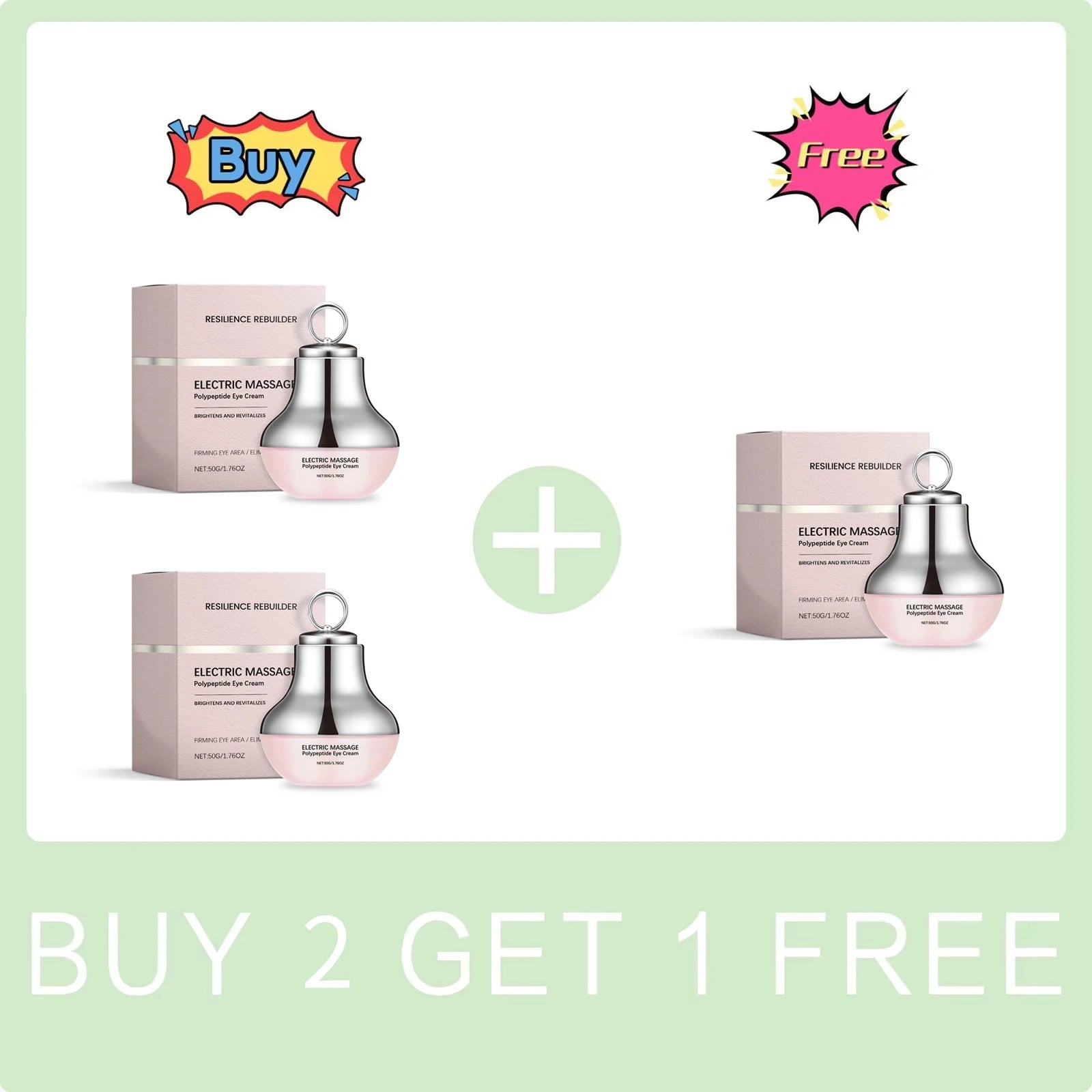 Polypeptide Eye Cream Electric Massage Eye Cream Lightening Dark Circles Puffiness Remove Eye Bags Brighten Eye Skin Care 50g