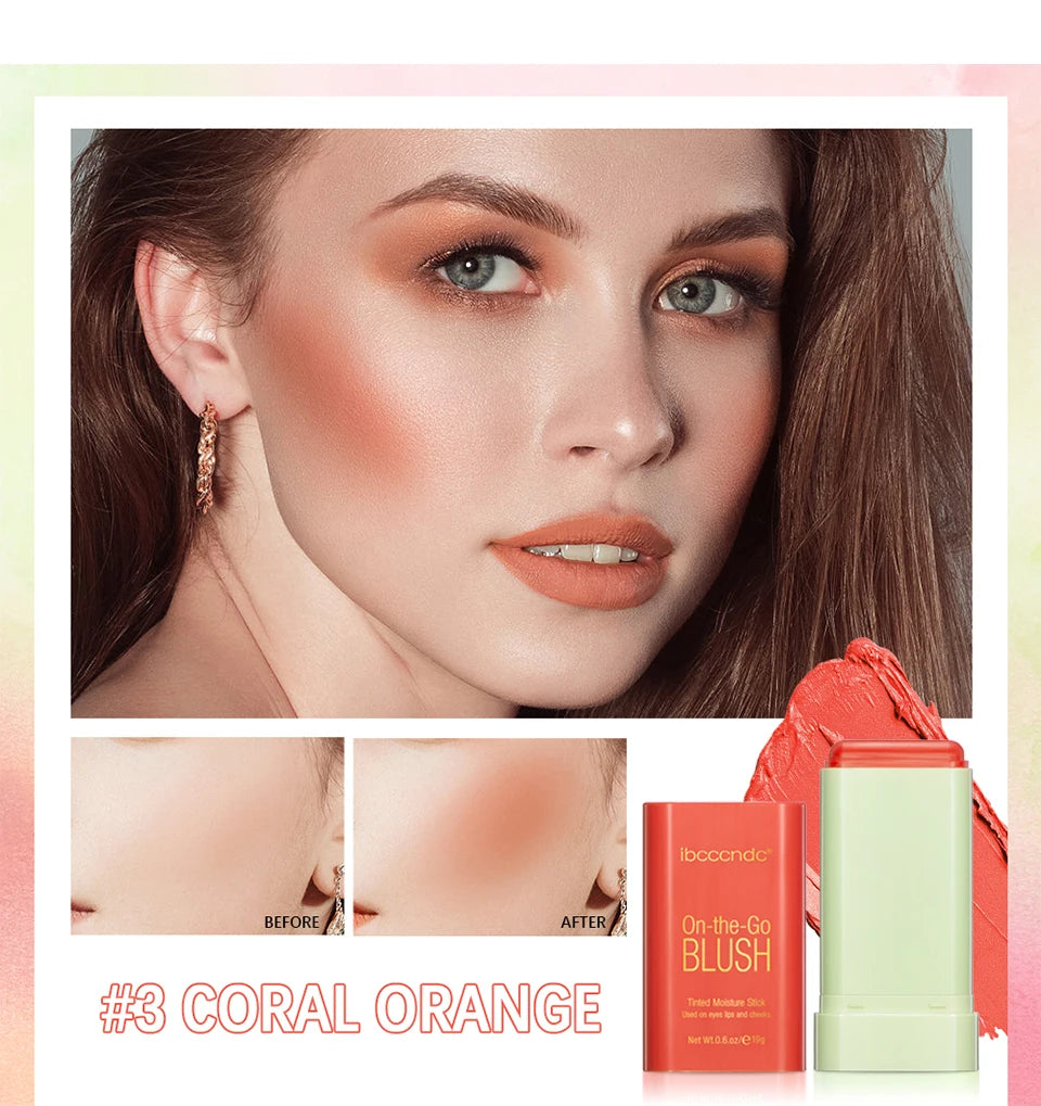 Make Up Functional Blush Stick Easy Color Rouge Blusher Cream Waterproof High Color Rendering Brightening Skin Tone Hot