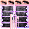QUEENICE Lashes Cluster DIY Lash Extension Mixed Tray Clusters Eyelashes Fluffy Individual Lashes Cat Eye Lash Extension