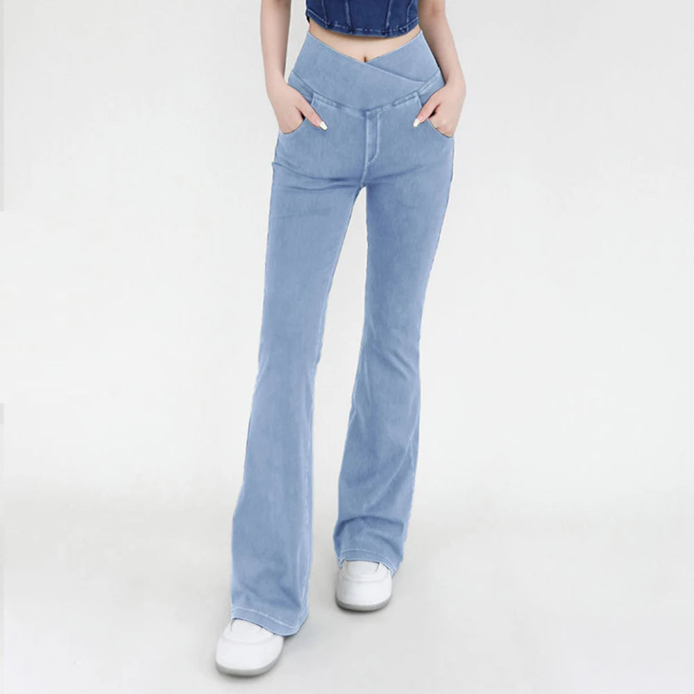 Casual Jeans Womens Activewear Women Bell Bottom Pants High Waist Yoga Flare Leggings 4 Way Stretch Denim Fitness Workout Sports