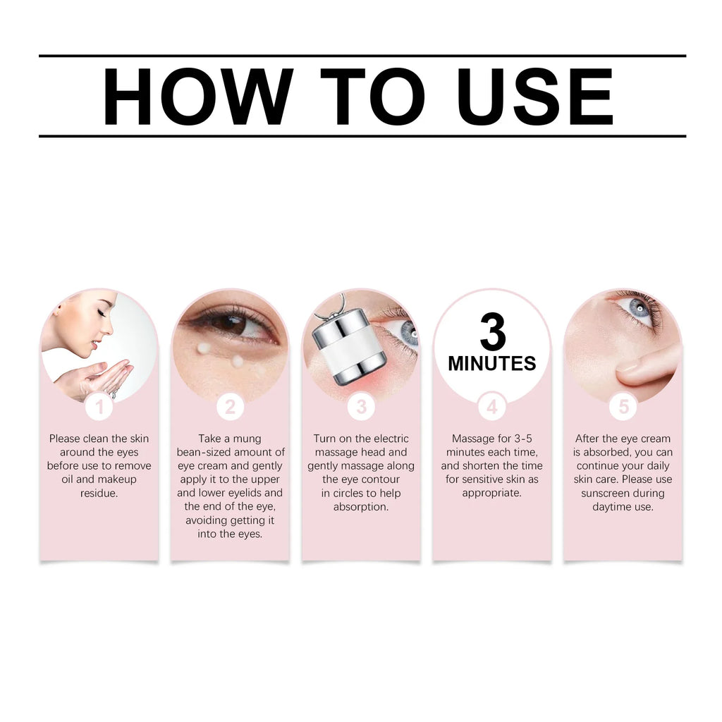 Polypeptide Eye Cream Electric Massage Eye Cream Lightening Dark Circles Puffiness Remove Eye Bags Brighten Eye Skin Care 50g
