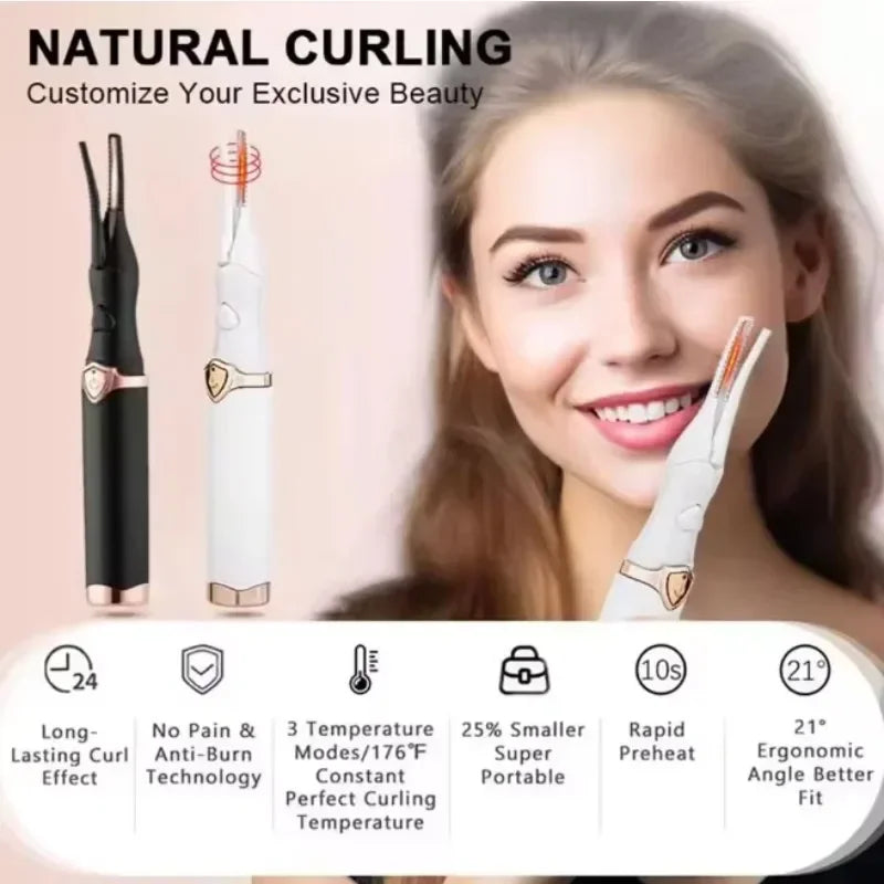 Portable 3 Temperature Mode Heated Eyelashes Curling Tool Electronic USB Natural Fake Eye Lash Curler Beauty Supplies