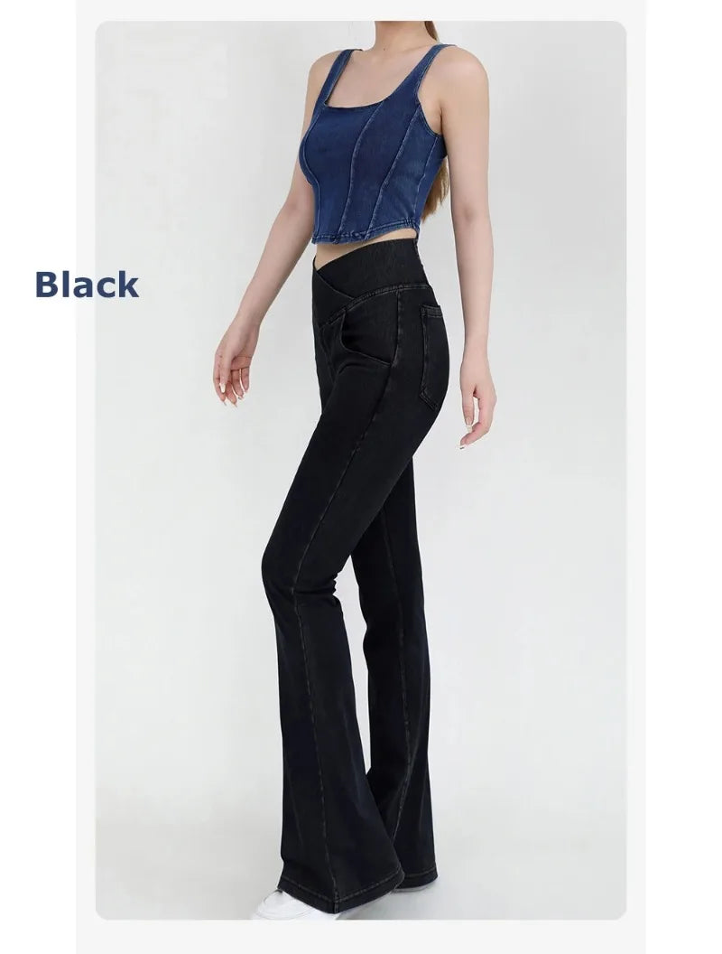 Casual Jeans Womens Activewear Women Bell Bottom Pants High Waist Yoga Flare Leggings 4 Way Stretch Denim Fitness Workout Sports