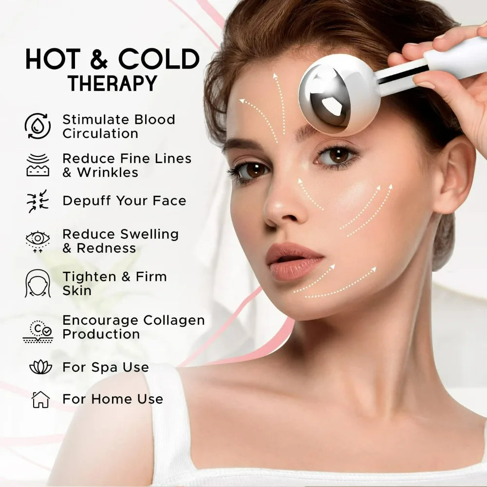 Cryo Face Massager Ice Globes Unbreakable Steel Cooling Roller for Puffiness Dark Circles Skin Care Tool