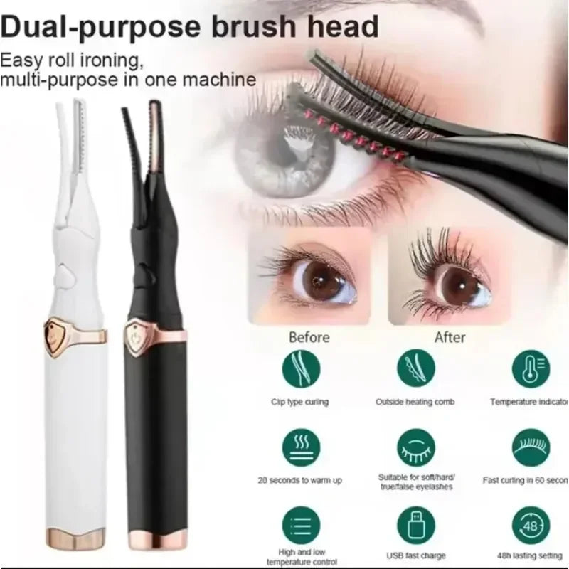 Portable 3 Temperature Mode Heated Eyelashes Curling Tool Electronic USB Natural Fake Eye Lash Curler Beauty Supplies