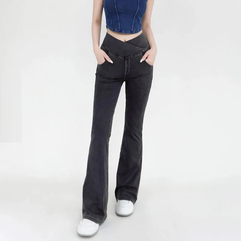 Casual Jeans Womens Activewear Women Bell Bottom Pants High Waist Yoga Flare Leggings 4 Way Stretch Denim Fitness Workout Sports