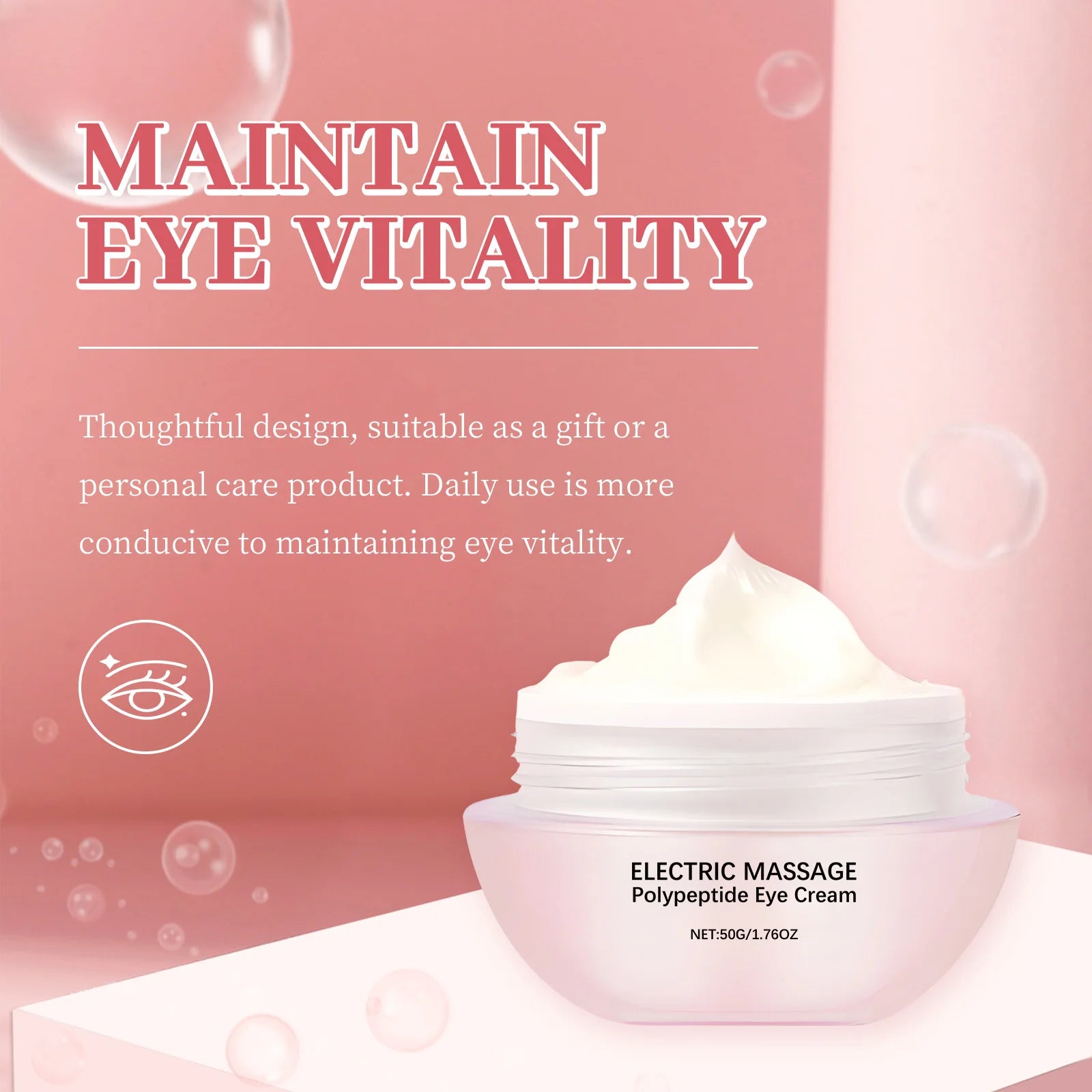 Polypeptide Eye Cream Electric Massage Eye Cream Lightening Dark Circles Puffiness Remove Eye Bags Brighten Eye Skin Care 50g