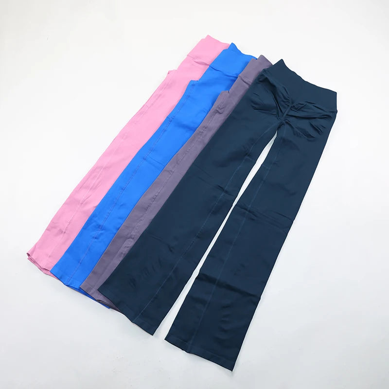 Vision Flared Leggings Women Seamless Yoga Pants Crossover V Waist Workout Legging Push Up Scrunch Gym Tights