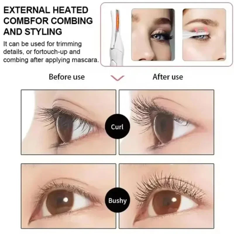 Portable 3 Temperature Mode Heated Eyelashes Curling Tool Electronic USB Natural Fake Eye Lash Curler Beauty Supplies