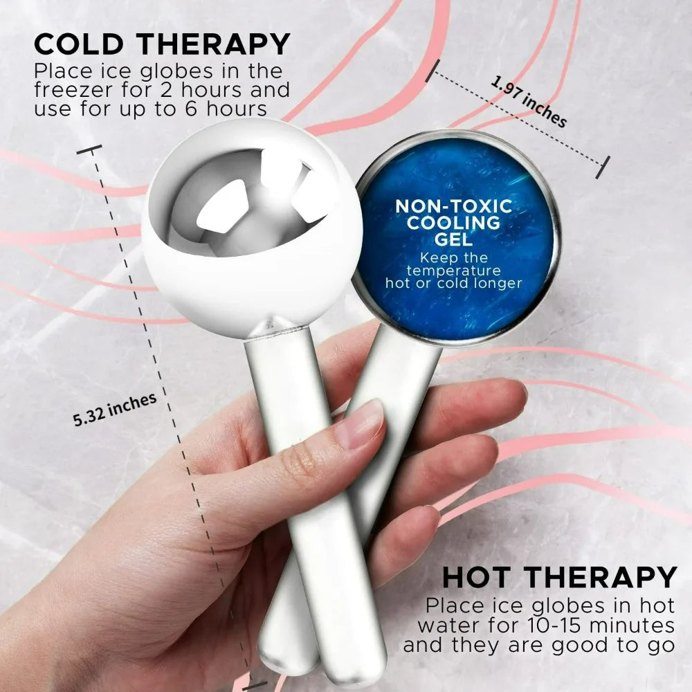 Cryo Face Massager Ice Globes Unbreakable Steel Cooling Roller for Puffiness Dark Circles Skin Care Tool