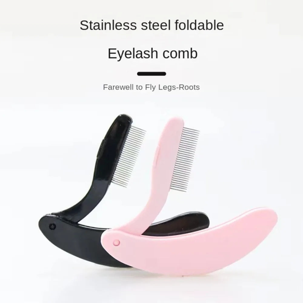 Hot Foldable Eyelash Separator Comb Stainless Steel Teeth Ultra-fine Mascara Comb Lash Separator Tool Eyelash Brush